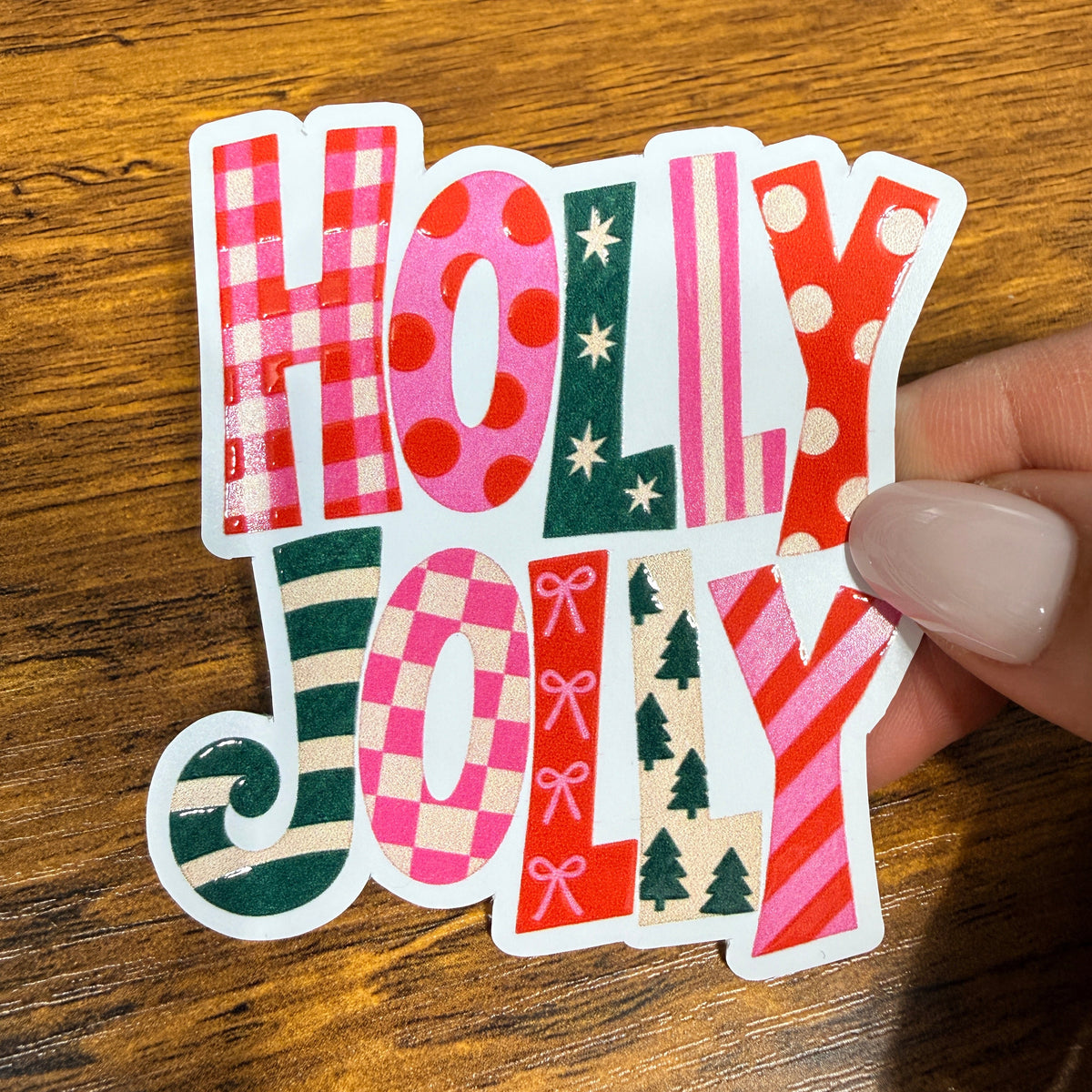 Holly Jolly White Vinyl Stickers
