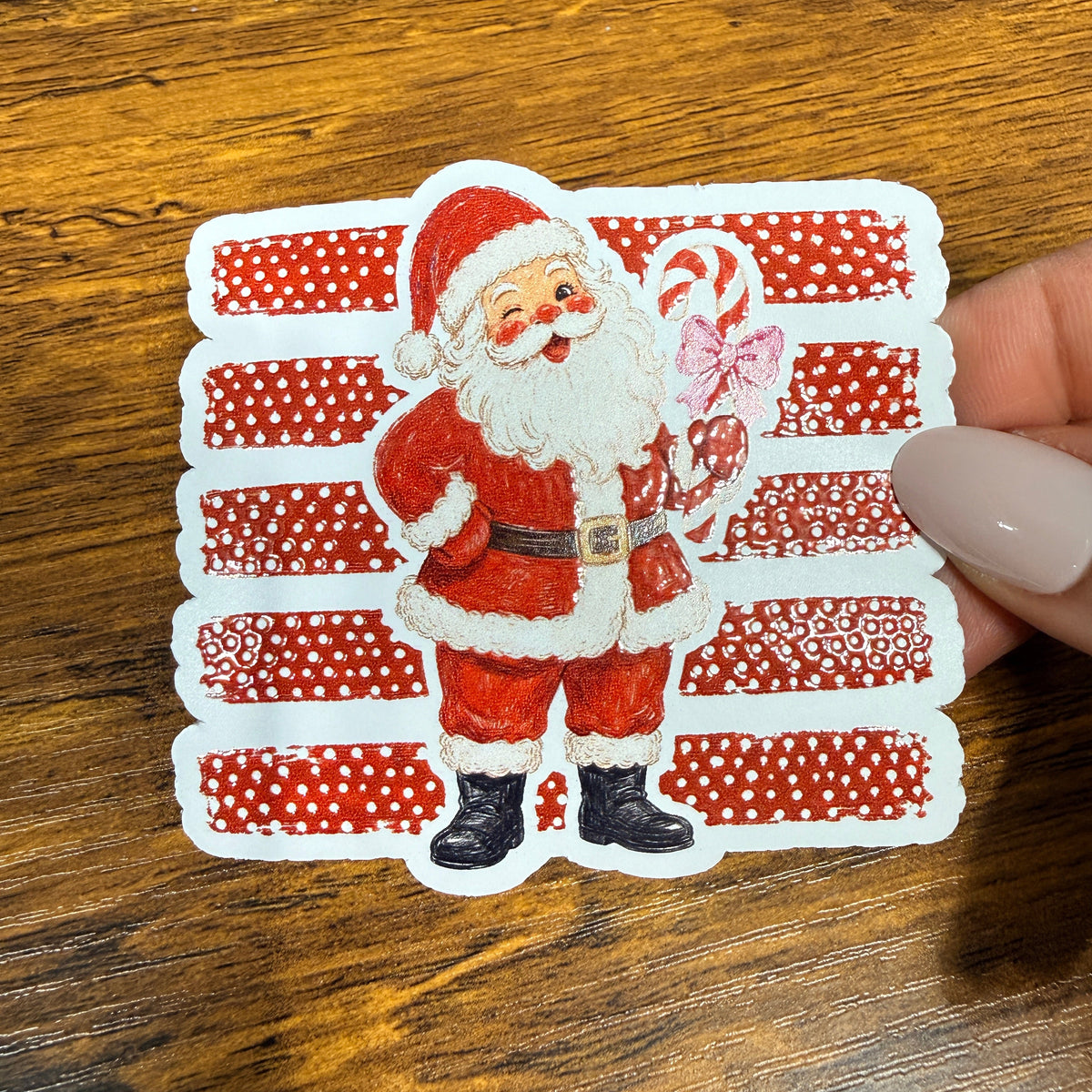 Retro Santa White Vinyl Stickers