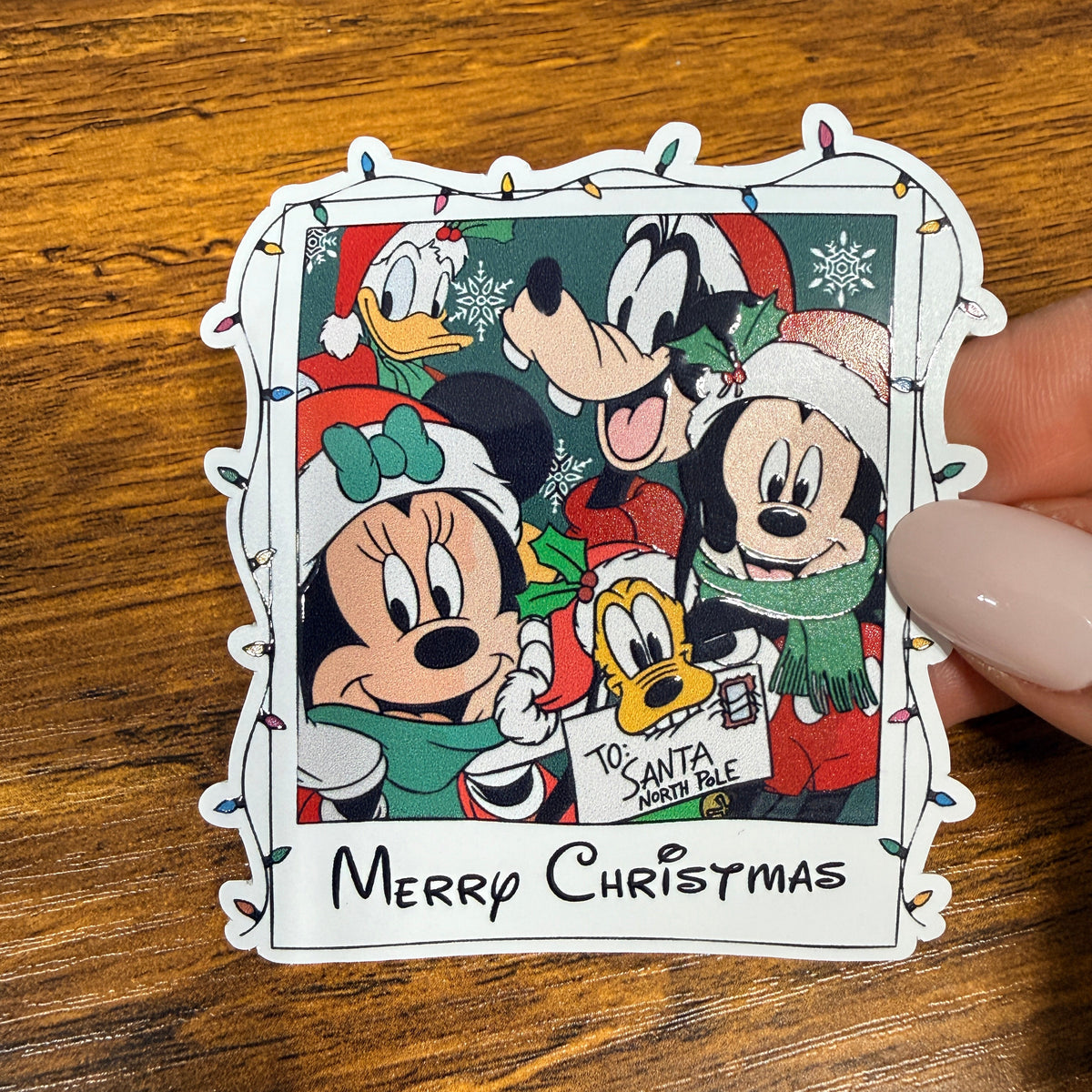 Polaroid Mouse Christmas White Vinyl Stickers