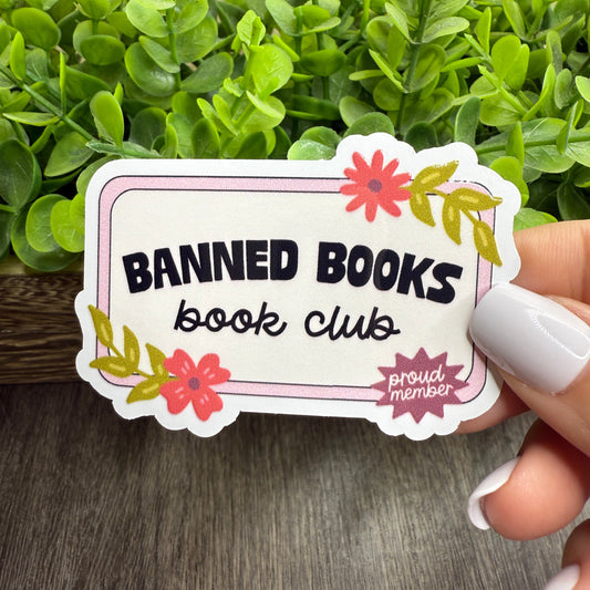 Banned Books Club Floral White Vinyl Sticker 3"