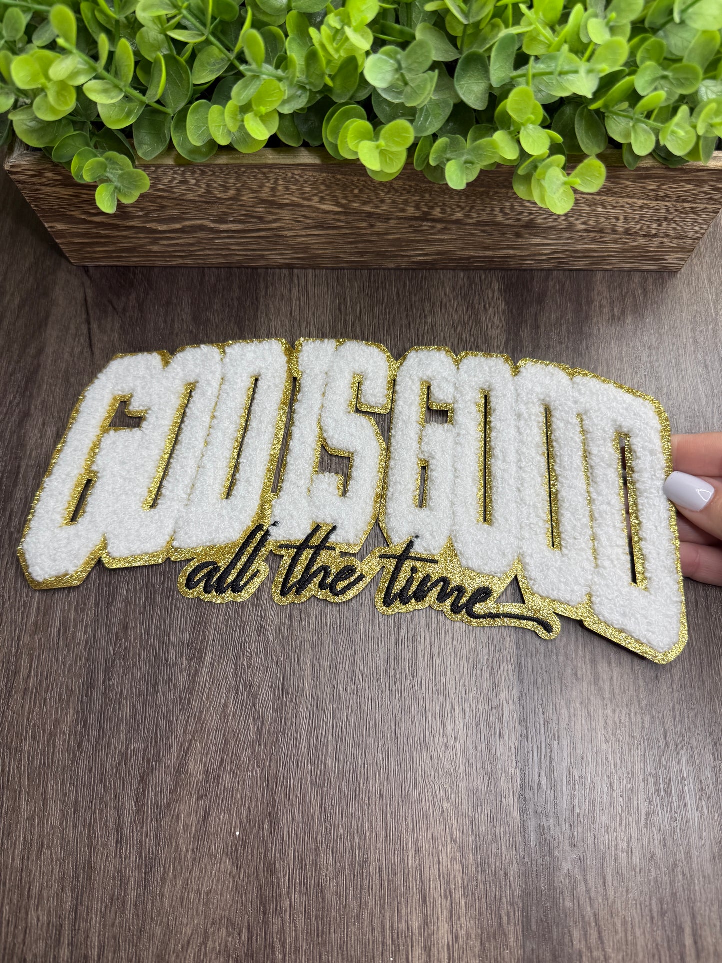 God is Good White Chenille Patch