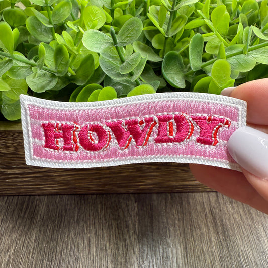 Pink Howdy Embroidered Hat Patches