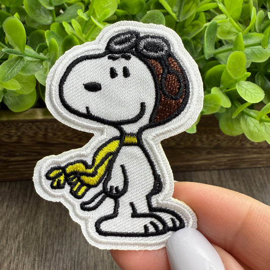 Pilot Dog Embroidered Hat Patches