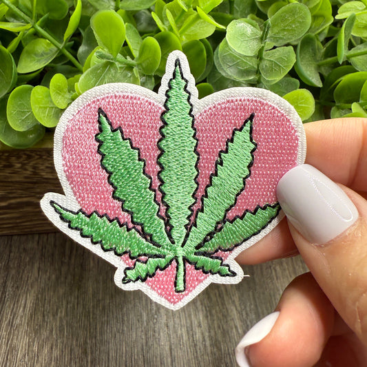 Green Plant Heart Embroidered Hat Patches