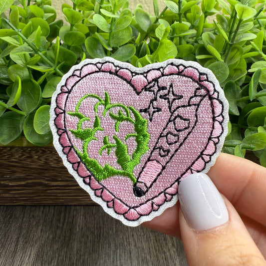 Green Heart Embroidered Hat Patches
