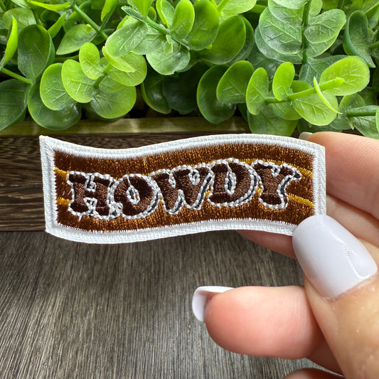 Brown Howdy  Embroidered Hat Patches
