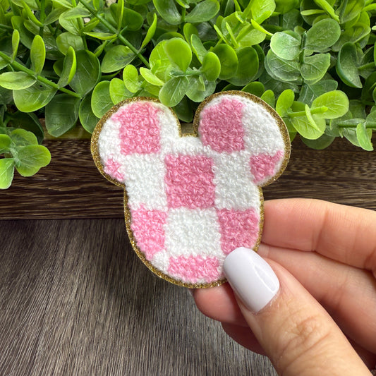Checkered Mouse Hat Patches