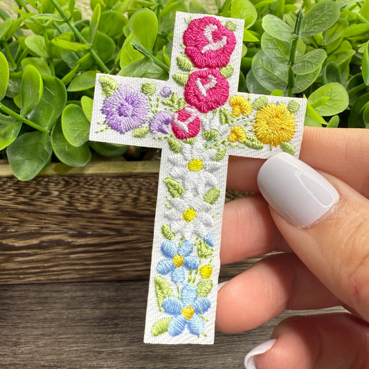 Floral Cross Hat Patches