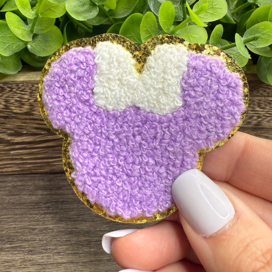 Purple Girl Mouse Chenille Hat Patches