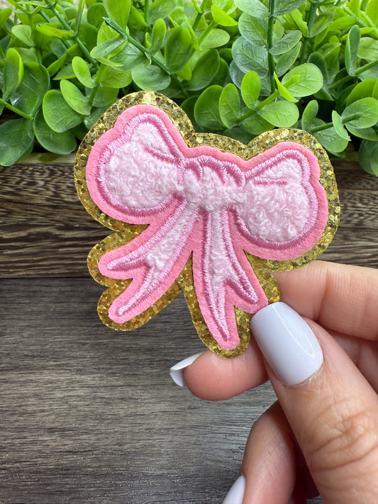 Pink Bow Hat Patches