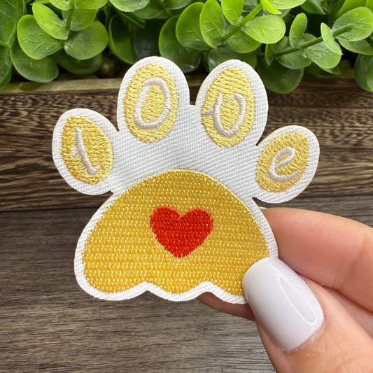Dog Paw LOVE Embroidered Hat Patches