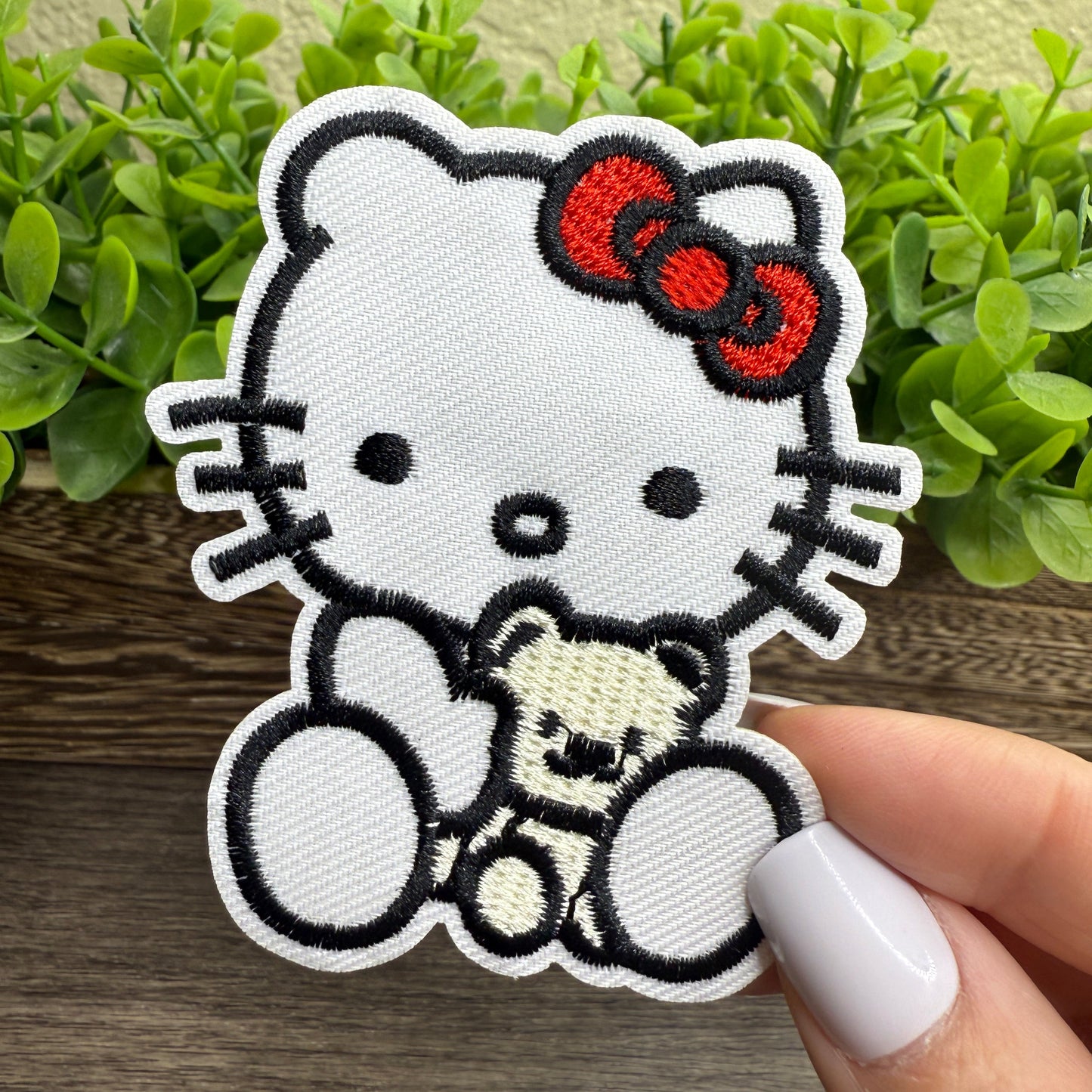 Kitty Bear Embroidered Hat Patches