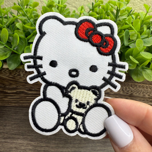 Kitty Bear Embroidered Hat Patches