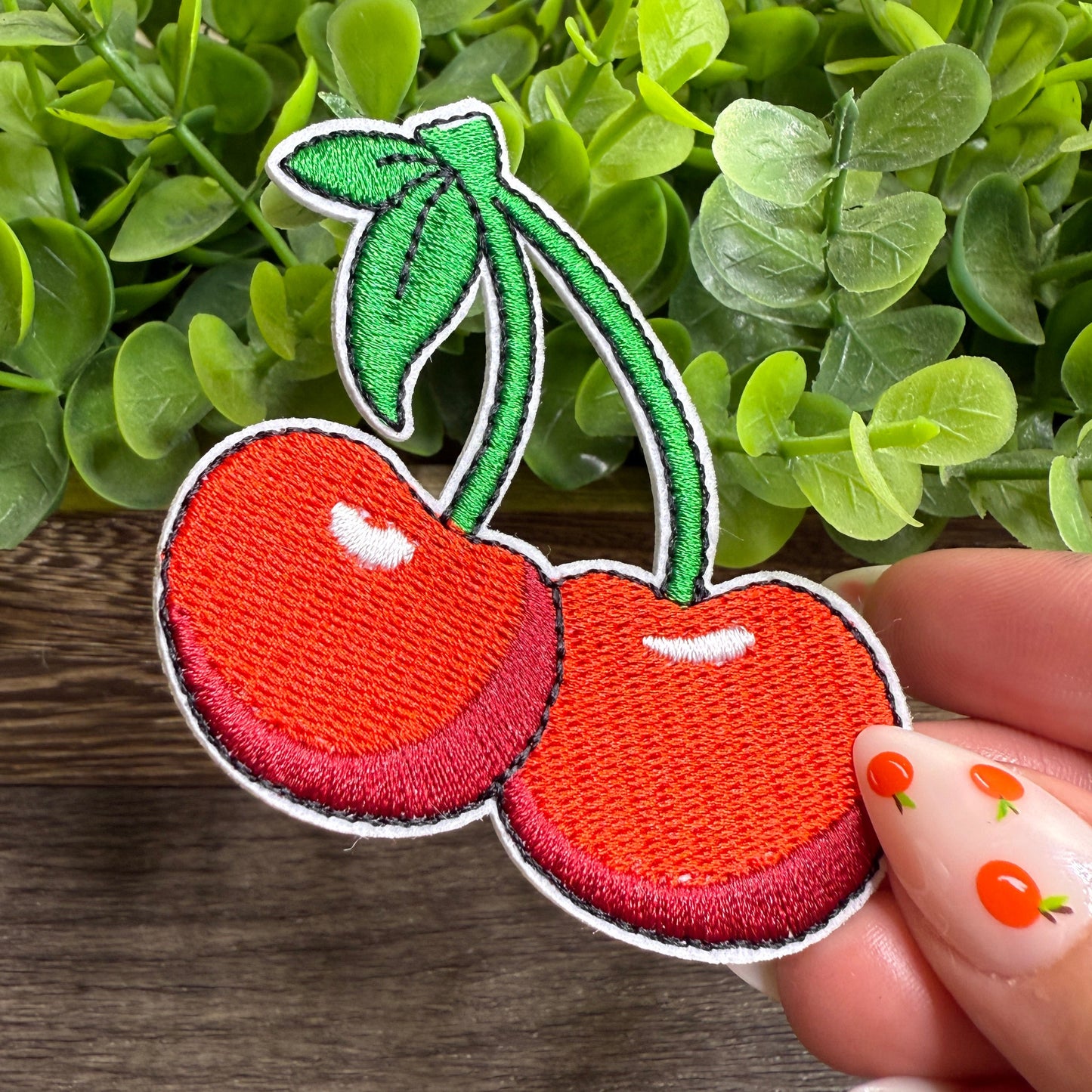 Red Cherries Embroidered Hat Patches