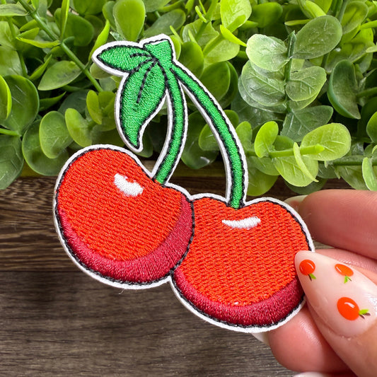 Red Cherries Embroidered Hat Patches