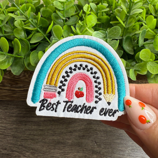 Best Teacher Ever Embroidered Hat Patches