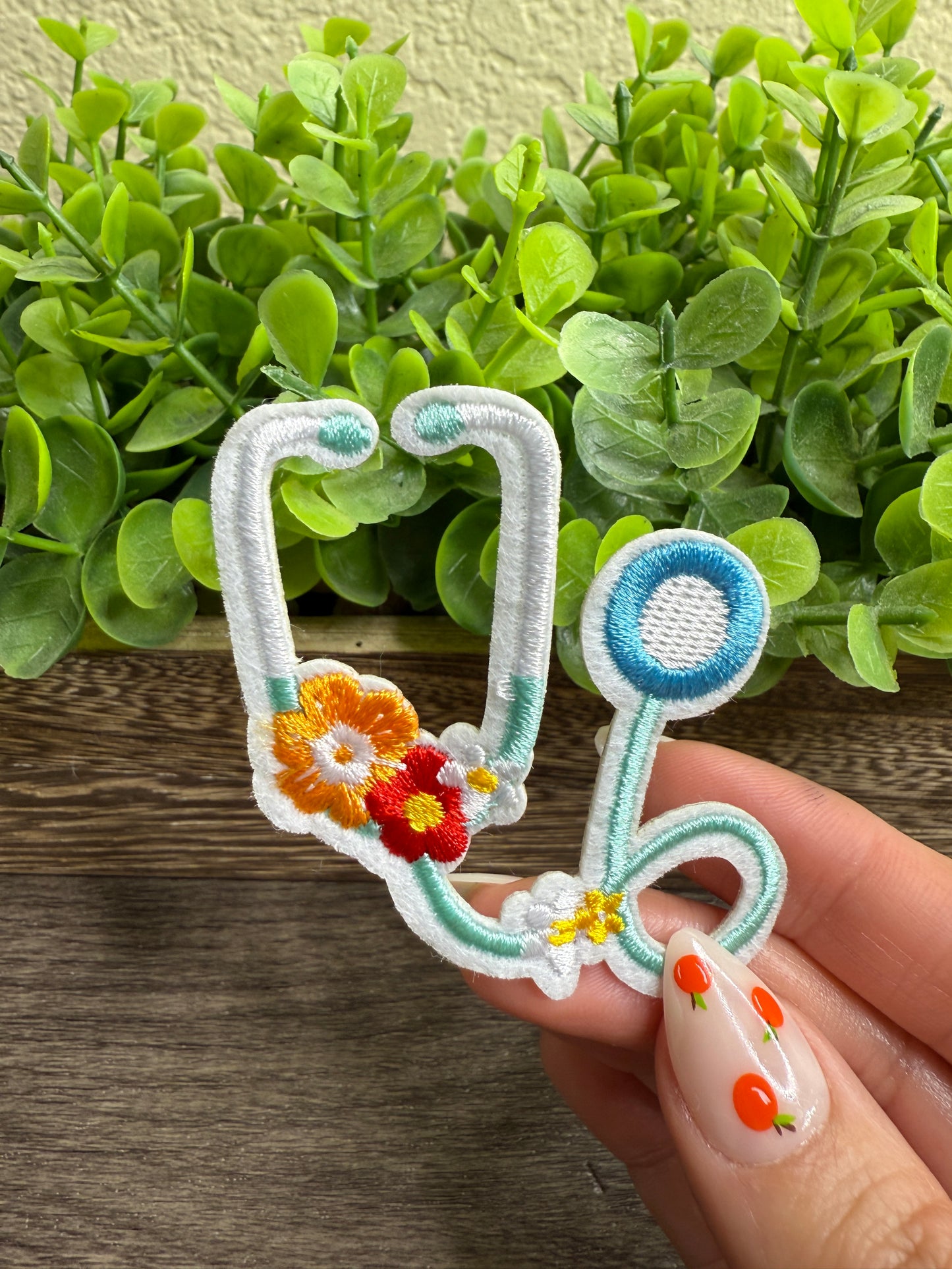 Floral Stethoscope Embroidered Hat Patches