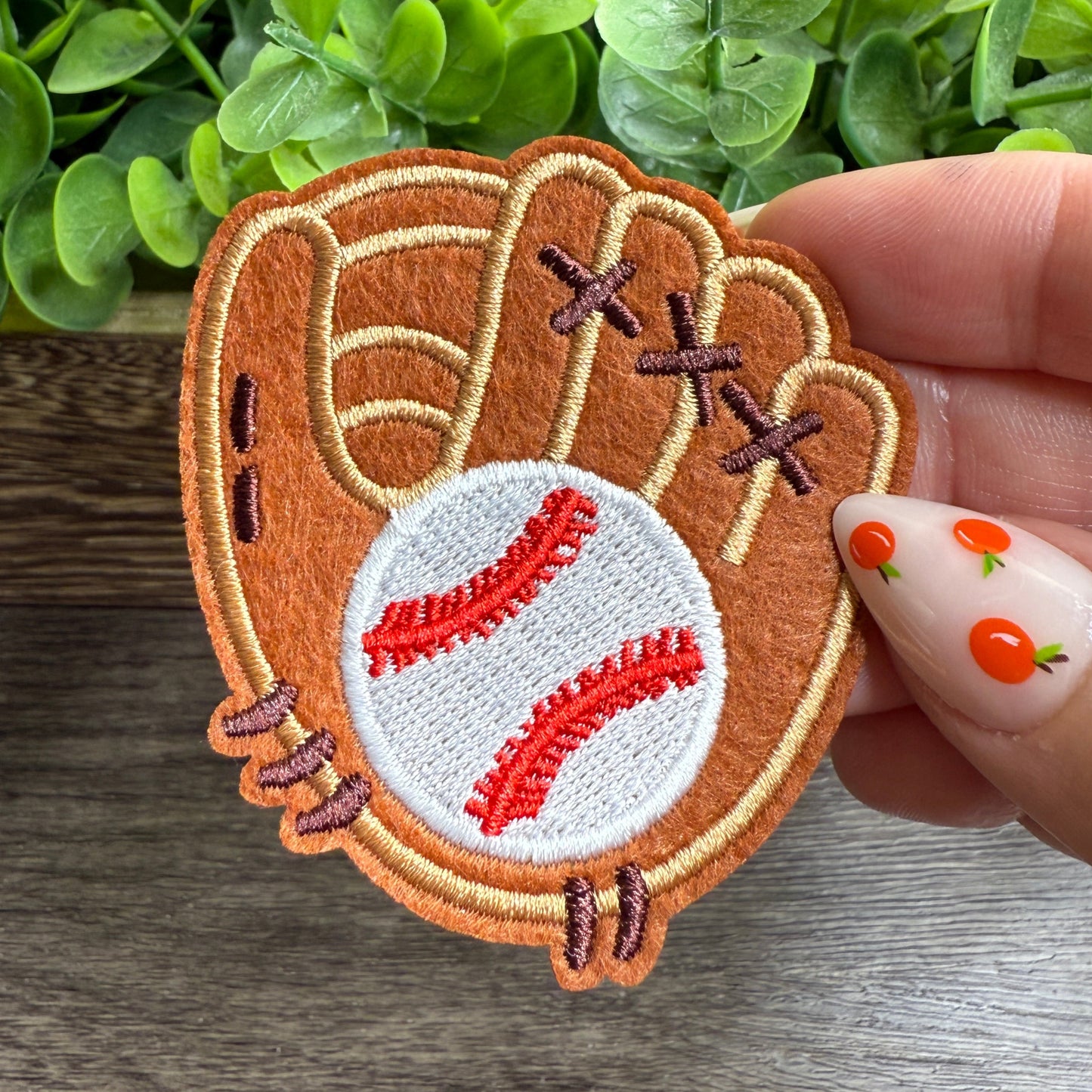 Baseball and Mitt Embroidered Hat Patches