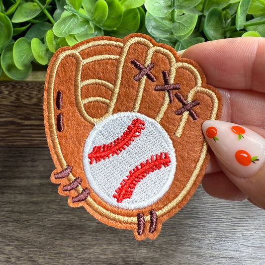 Baseball and Mitt Embroidered Hat Patches