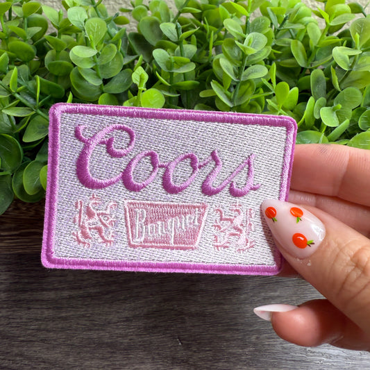 Pink Beer Embroidered Hat Patches
