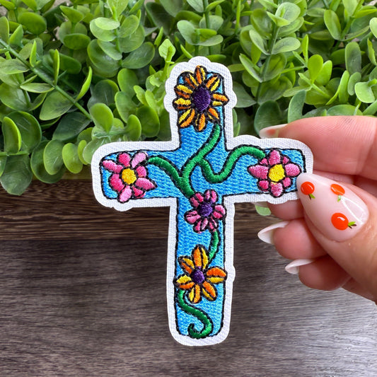 Floral Cross Hat Patches