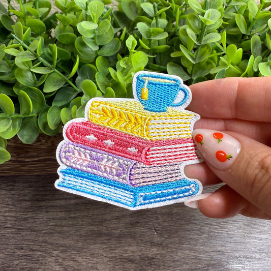 Book Stack Embroidered Hat Patches