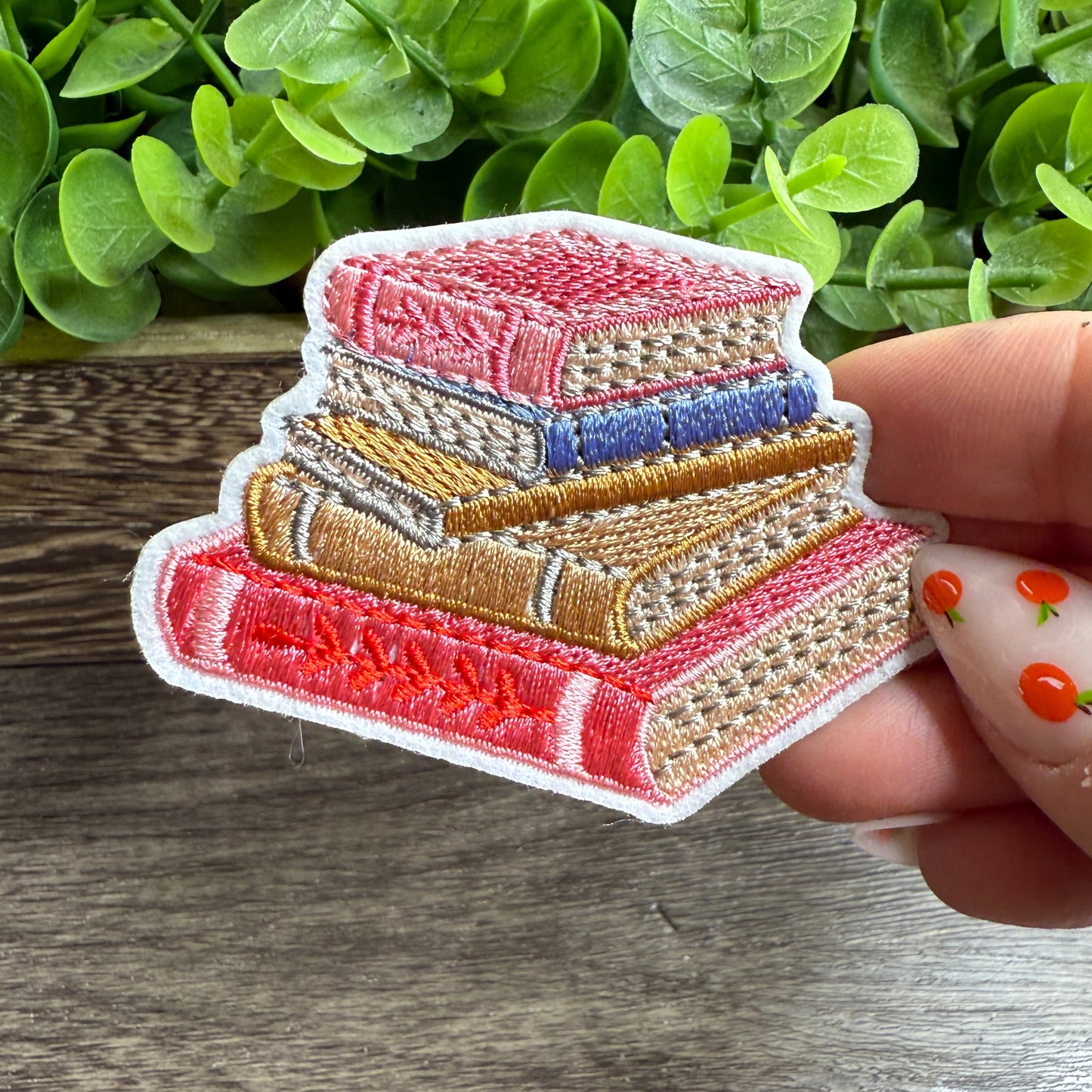 Pink Books Embroidered Small Patches