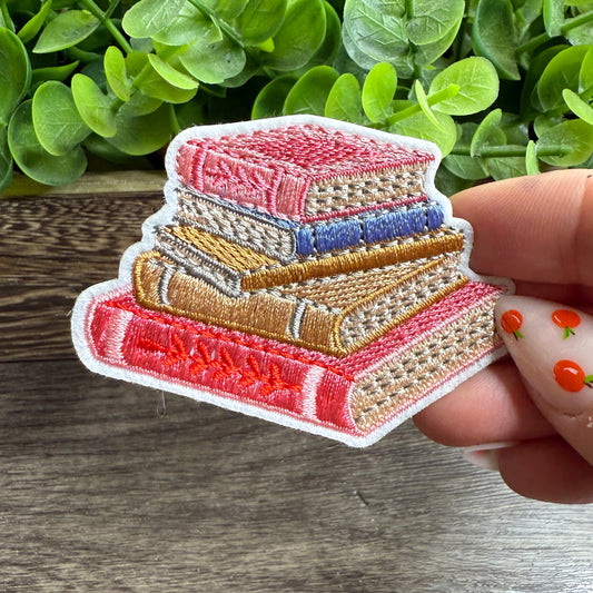 Pink Books Embroidered Small Patches
