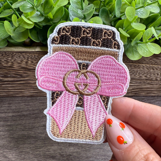 Coffee Bow Embroidered Small Patches