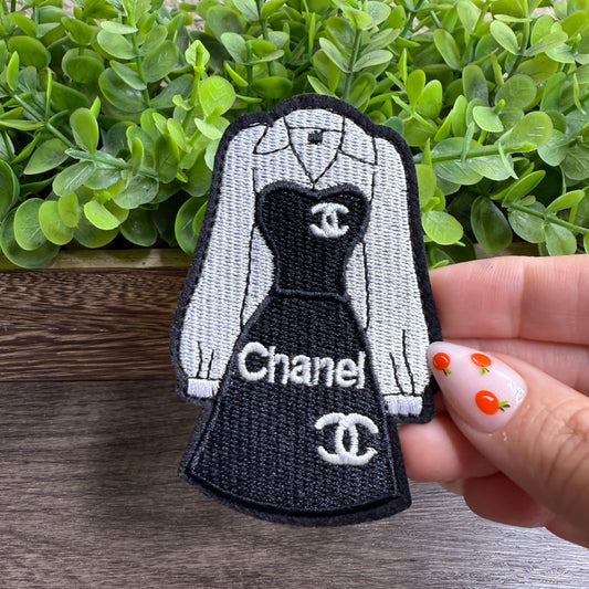 Black White Dress  Embroidered Small Patches