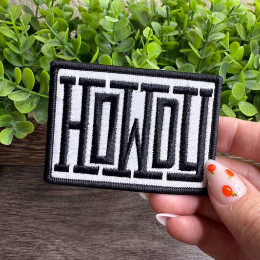 Black White Howdy Embroidered Small Patches