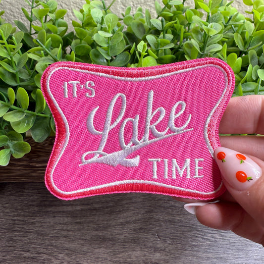 It’s Lake Time Pink Embroidered Small Patches