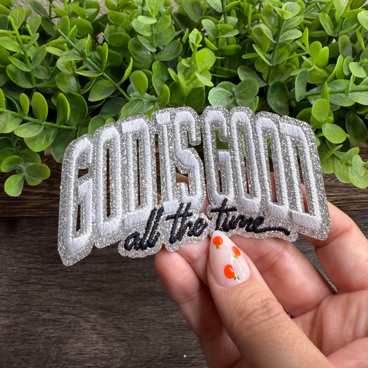 God Is Good WHITE 4" Embroidered Small Patches
