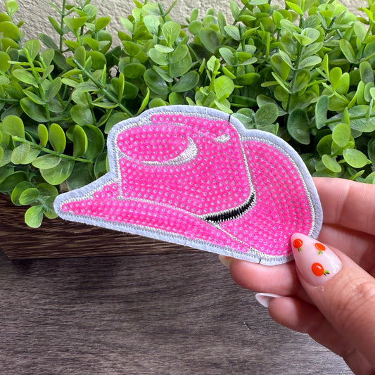 Pink Cowgirl Hat Sequined Small Patches