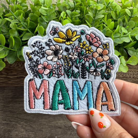 Floral MAMA Embroidered Small Patches