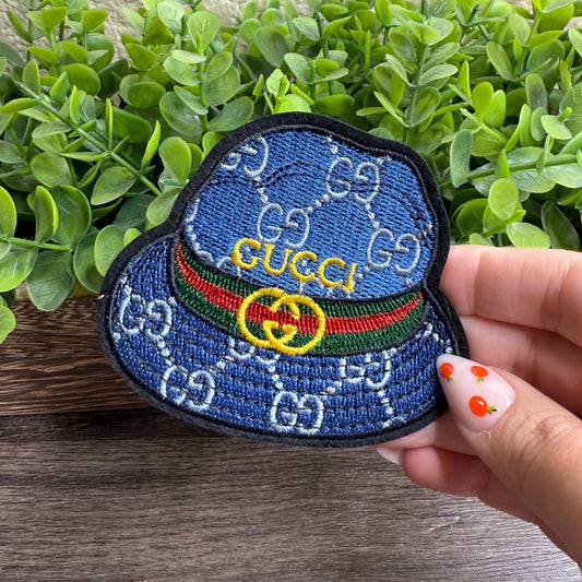 Blue Bucket Hat Embroidered Small Patches (Copy)