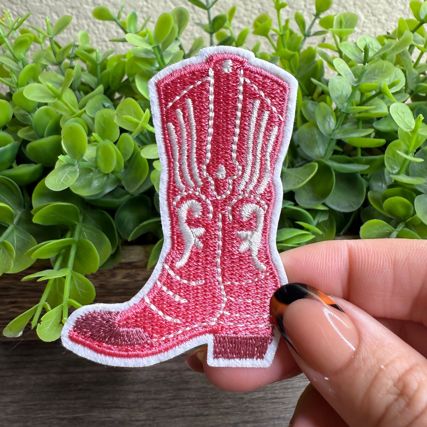 Pink Cowboy Boot Embroidered SmallPatches