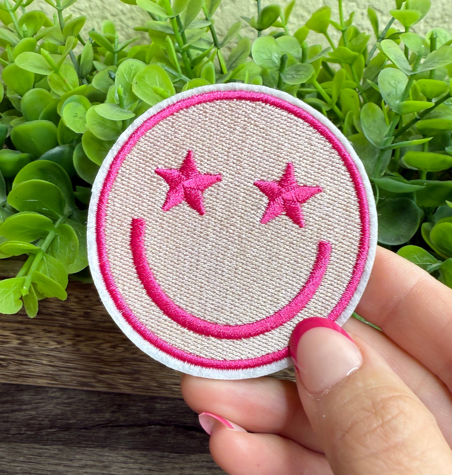 Pink Smile Embroidered Small Patches