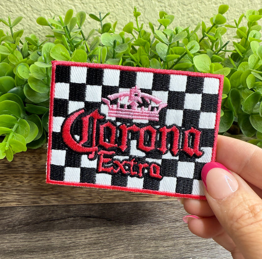 Checkered Beer Embroidered Small Patches