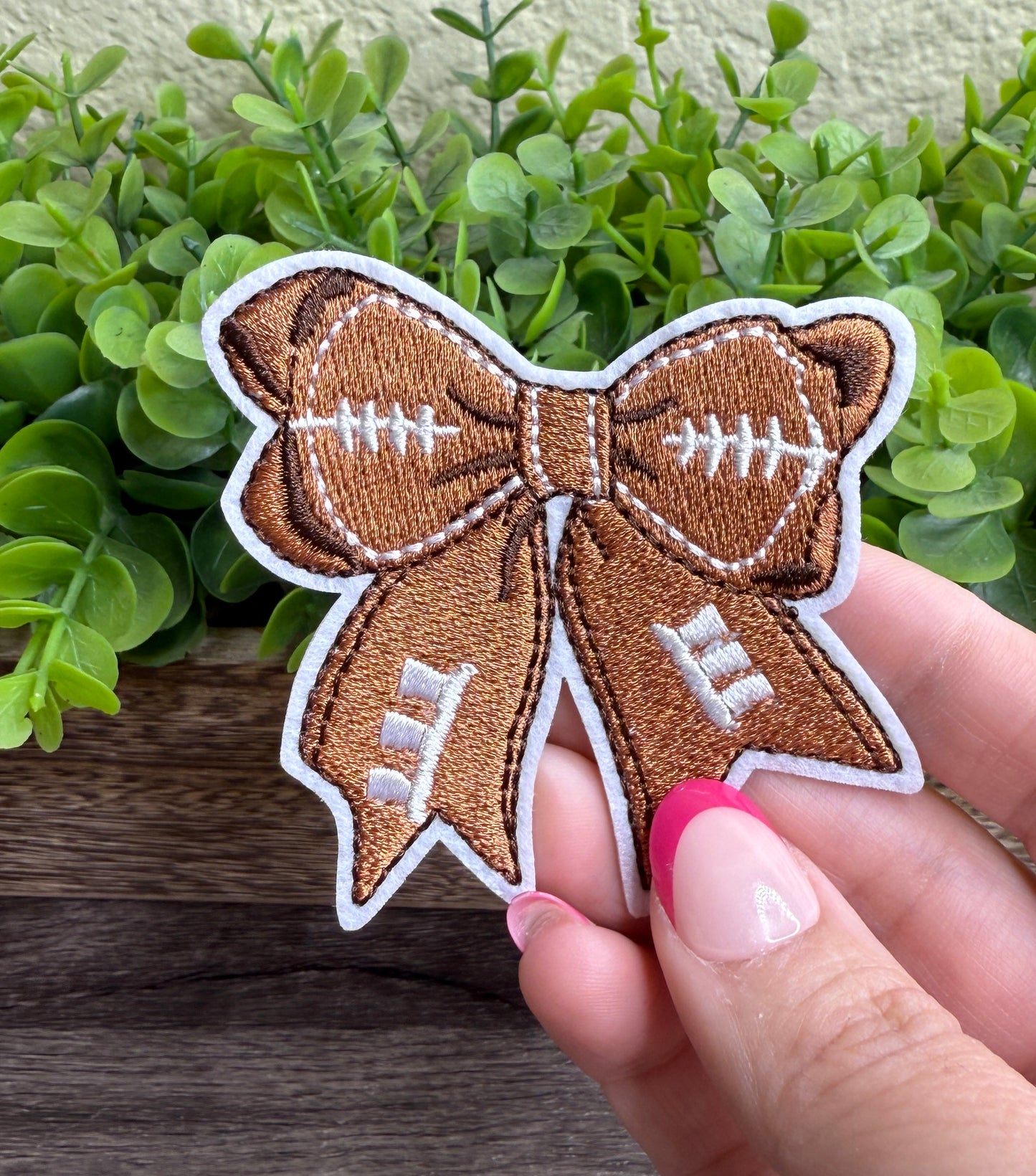 Football Bow Embroidered Small Patches