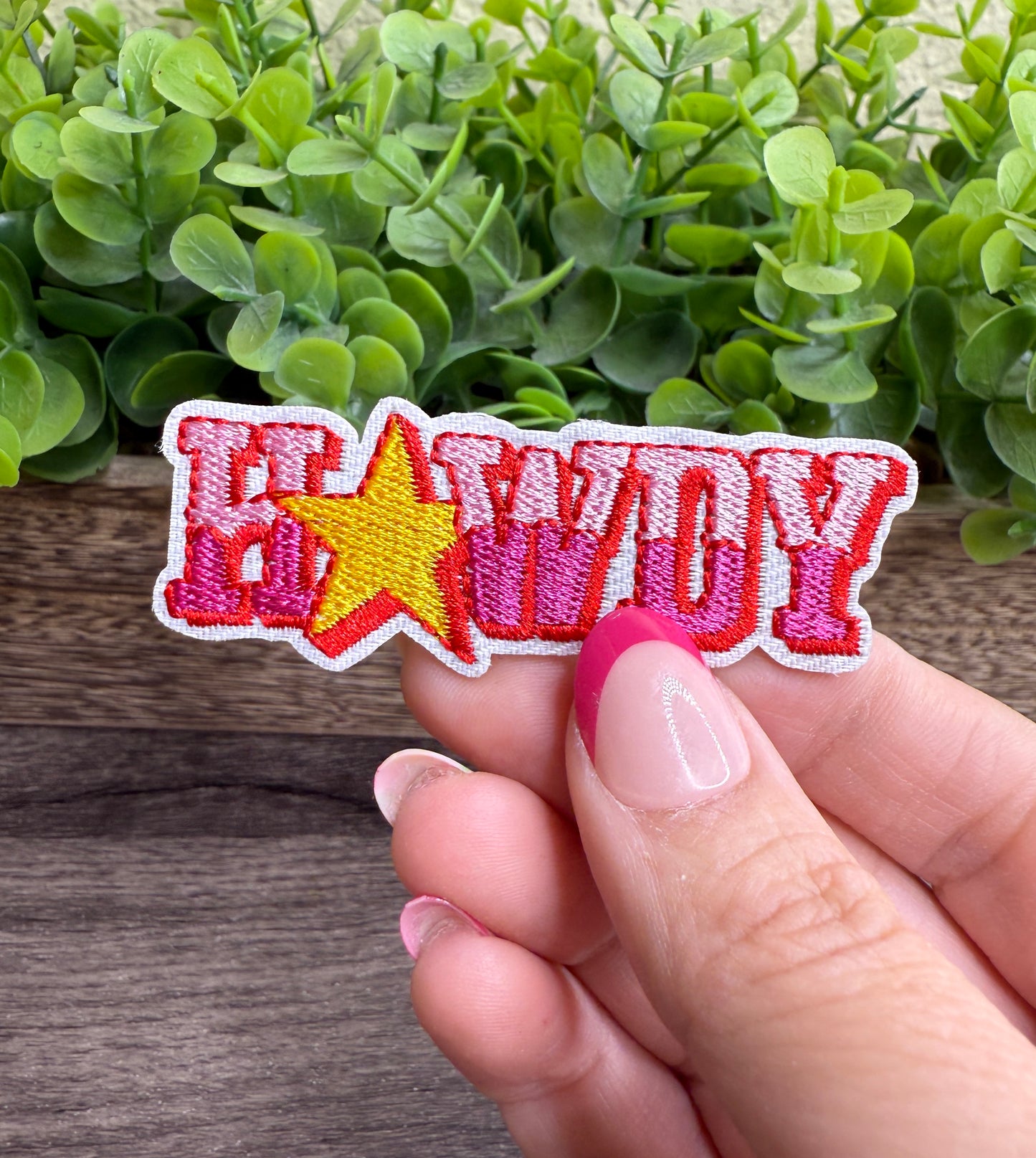 Pink Howdy Embroidered Small Patches