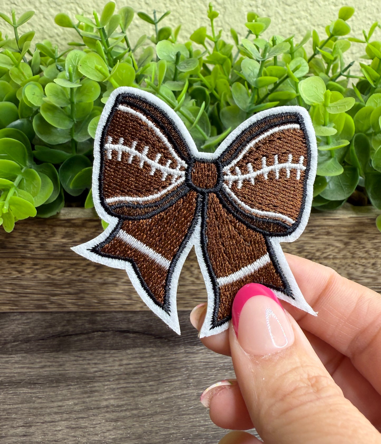 Football Bow Embroidered Small Patches