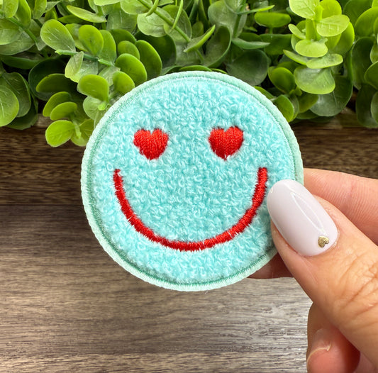 Teal Happy Small Patches