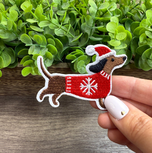 Christmas Dog Embroidered Small Patches