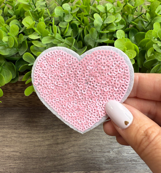 Pink Heart Sequin Small Patches