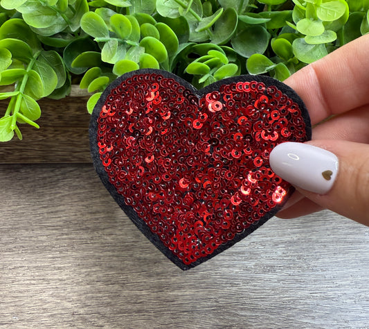 Red Heart Sequin Small Patches