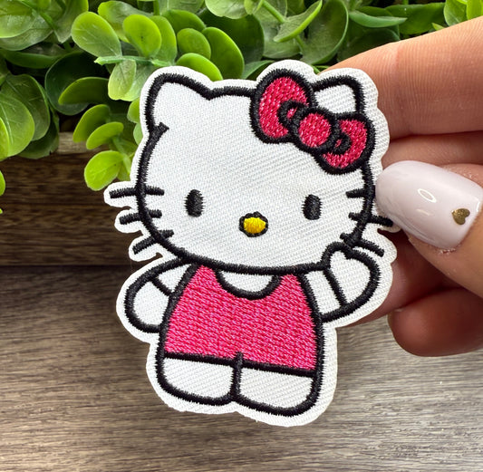 Kitty Pink Embroidered Hat Patches