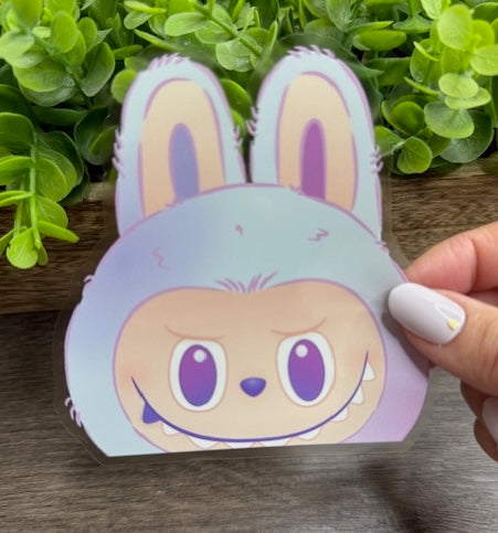 Peekaboo Monster LUCK Clear 4" Vinyl Sticker
