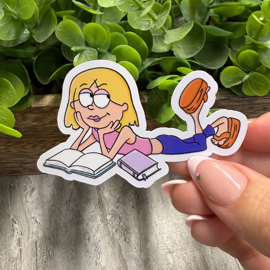 Liz Reading White Vinyl Sticker 3"