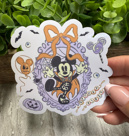 Mouse Vampire Frame White Vinyl Sticker 3"